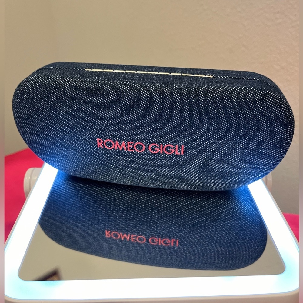 Romeo Gigli Denim Glasses Case For Designer Sunglasses Clamshell Soft Lining